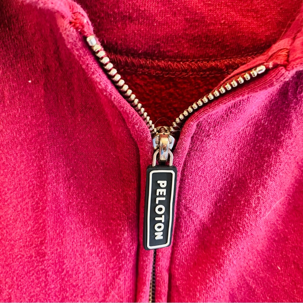 Peloton Burgundy Full Zip-Up Logo Hoodie, Womens XL - Picture 4 of 7